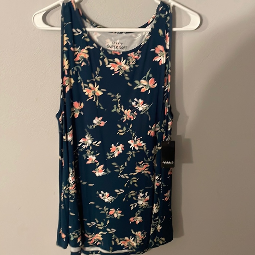 Blue/green floral tank top. Torrid size 2